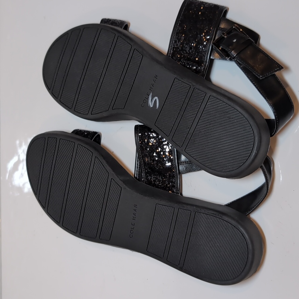 Cole Haan Korban Leather Glitter Sandals Wide Straps Adjustable Ankle Platform - Picture 9 of 11